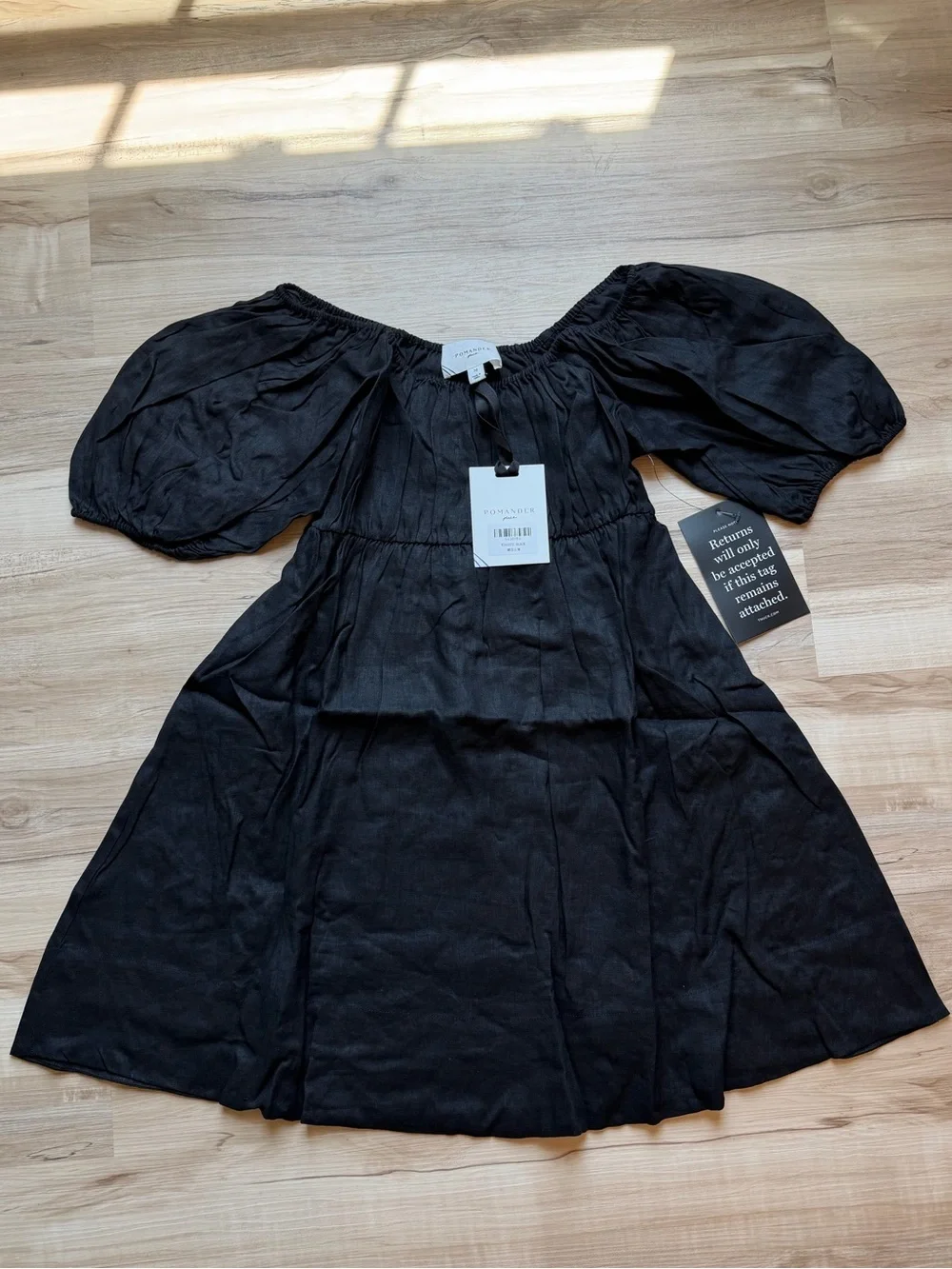 Tuckernuck Pomander Place Scoop Neck Puff Sleeve Linen Dress Summer European